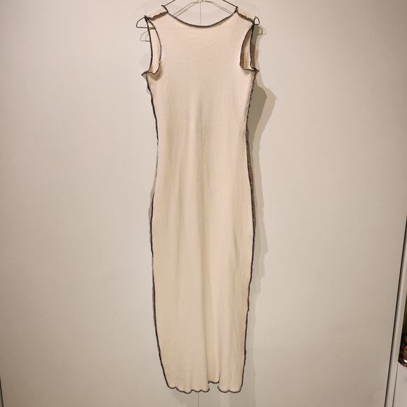Afrocentric 'Born Natty' Dreadlocs Bodycon Boho Sleeveless Dress Sz Medium Cream - Picture 4 of 9